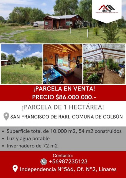 Parcela en Venta en  Colbún, Linares