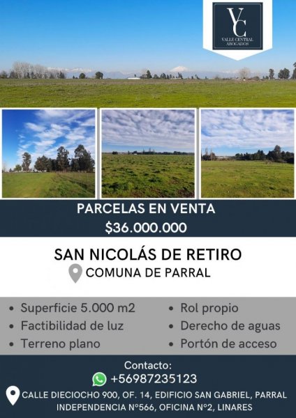 Parcela en Venta en Rural San Nicolás de Retiro, Linares