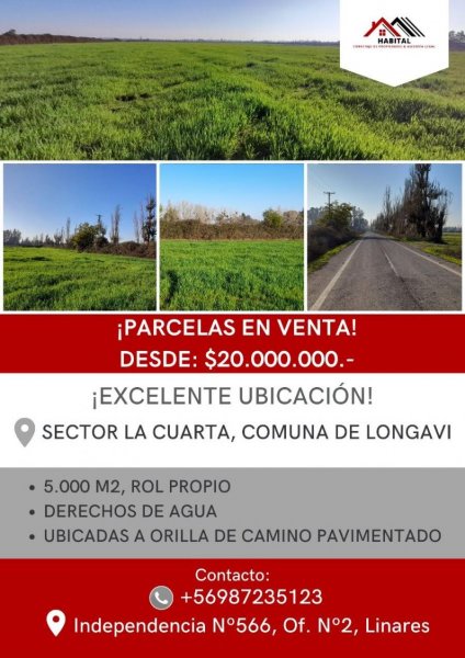 PARCELAS DE 5.000 M2, SECTOR LA CUARTA, COMUNA DE LONGAVÍ